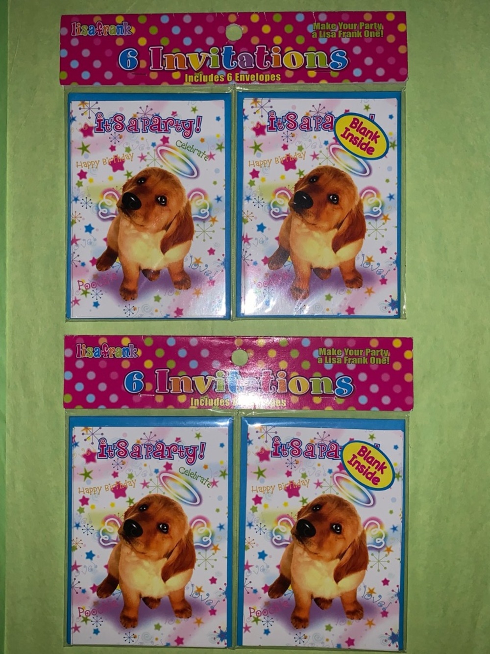 Lisa Frank 90s Golden Puppy Halo Birthday Party Invitations w/Envelopes NWT